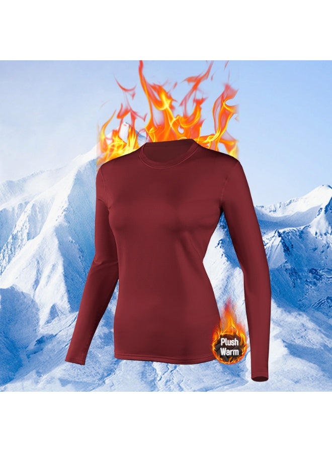 طقم ملابس داخلية نسائية حرارية، يتكون من قميص طويل الأكمام مبطن بالفليس وسروال مطابق. يتضمن طقم بيجامة مبطن بالصوف، مناسب للارتداء اليومي والأنشطة الخارجية مثل الجري والعمل والتزلج والمشي لمسافات طويلة والمشي. - Image 3